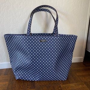 Kate Spade blue with white polka dot tote bag